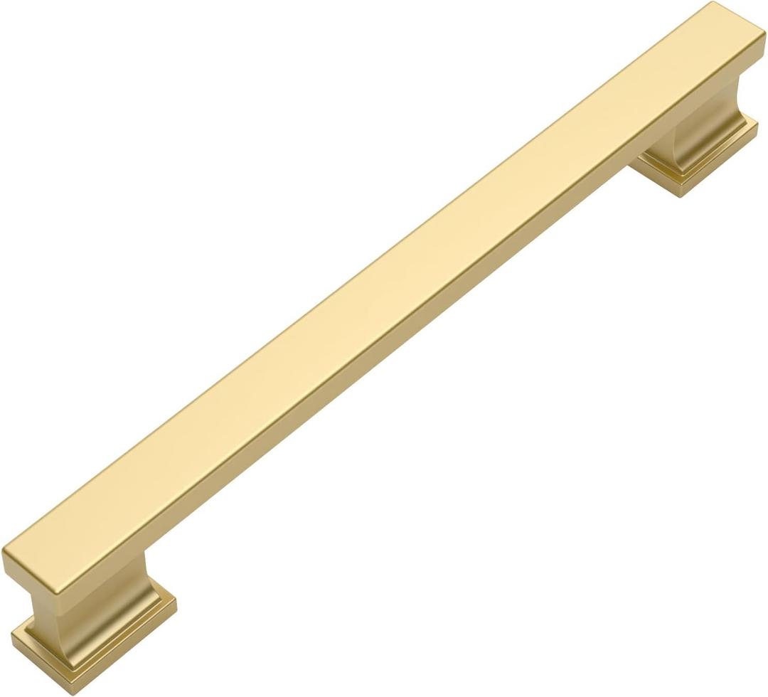 Amerdeco 6 Pack Brushed Gold Cabinet Pulls 5 Inch(128mm) Hole Center Kitchen Cabient Hardware Gold Cabinet Handles Drawer Pulls ZH0013