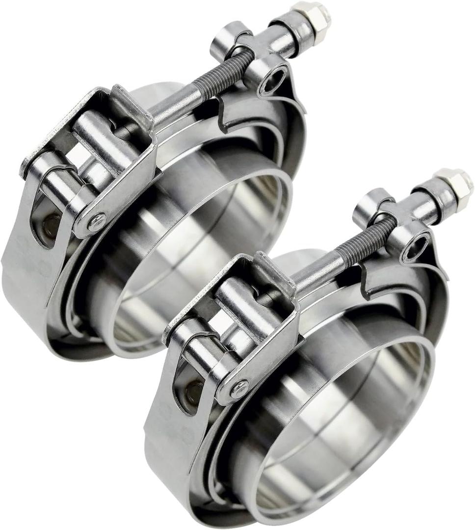 ROADFORMER 3 inch V Band Clamp - 2 sets of Quick Release V band Exhaust Clamp Stainless Steel with Flanges for Automotive exhaust system, turbocharger, downpipe and mufflers (3" - 2 Pack)