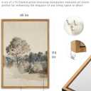 UPWOIGH Large Framed Wall Art, Set of 3 Vintage Muted Landscape Prints, 16x24 in Natural Cotton Posters with Trees, North Botanical Decor, Farmhouse Aesthetic for Living Room, Bedroom