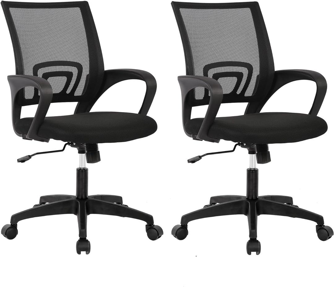 BestOffice Home Office Chair Ergonomic Desk Chair Mesh Computer Chair with Lumbar Support Armrest Executive Rolling Swivel Adjustable Mid Back Task Chair,Black