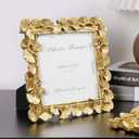 Cuspin 6x6 Picture Frame Vintage Gold Frames, Gold Ornate Leaf Textured Hand-Crafted Resin with Glass Front Antique Photo Frame for Tabletop Display, Retro Design Home Decor