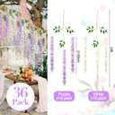 Giegxin 24 Pcs Artificial Wisteria Hanging Flowers 3.6 ft Artificial Fake Wisteria Vine Rattan Hanging Garland Silk Flowers String for Wall Home Wedding Party Greenery Decorations (Purple,White)