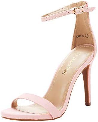 DREAM PAIRS Women's High Heels Flower Ankle Strap Stilettos Round Open Toe Dressy Sexy Sandals, Pink Size 7