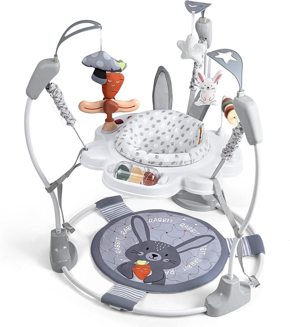 Baby Activity Center, Baby Jumper Activity Center with Music, Interactive Toys, 360° Rotating Seat, 3 Adjustable Heights, Infant Activity Jumper for 6+ Months (Rabbit)