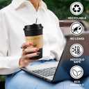 Clawsoff 100 Pack 12 oz Coffee Cups with Lids, Disposable To Go Paper Coffee Cups with Sleeves and Stirring Sticks for Hot/Cold Drinks Office Home Shop Event (Black)