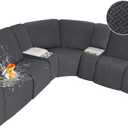 ALIECOM 100% Waterproof Recliner Sectional Couch Covers L Shape Stretch Corner Reclining Sectional Sofa Cover Washable Recliner Slipcover Protector for Dog Pet (5 Seat and 2 Console, Gray) (Grey)