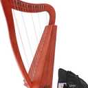 LIEKE Lyre Harp 15 Nylon strings Mahogany Harp Instrument With Bag | Solid mahogany resonance body delivers warm, resonant, well-balanced tones. holds tune reliably. Comfortable string spacing, 14.5 x 7.5 x 22 inches
