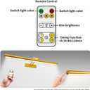 MQOUO 24.4" Wireless Picture Lights, Rechargeable Battery Art Display Light with Remote Control, Dimmable/Timer Off Dartboard Light, 3 Lighting Modes Full Metal Painting Display Lights (Gold-2Pack)