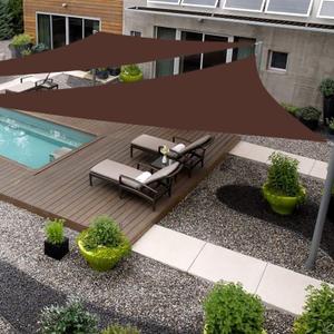 Right Triangle 12' x 12' x 17' Brown Sun Shade Sail Canopy Awning for Patio Backyard Lawn Garden Outdoor Activities Grade UV Block Mesh Netting