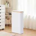 Slim Laundry Hamper with Lid by Fiona's magic, 63L Narrow Laundry Basket with Removable Bag, White Collapsible Dirty Clothes Basket, Thin Tall Storage Basket for Bathroom, Bedroom (White, 2Pack)