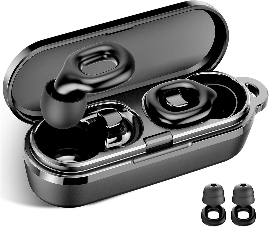 Ear plugs for sleeping, 35dB Noise Reduction Hearing Protection EarPlugs, Reusable Silicone Earplug, 7 Pair Eartips in XS/S/M/L Replaceable Single/Double Ear Plug for Sleep, Study, Work, Events(Black)