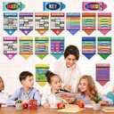 ReliThick 18 Pcs Elementary Math Poster for Beginning of The School Year Math Keywords Back to School Classroom Crayon Decorations Mathematics Symbol Poster Bulletin Board Decor Elementary Supplies, 14.2 x 8.86 inches, 5.7 x 14.2 inches
