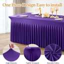 2 Packs Purple Spandex Table Covers 6 Foot, Fitted Stretch Table Cloth with Skirts 72x30 Inch, Wrinkle-Free Floor Length Rectangle Tablecloths for Trade Show Weddings Parties Banquets Events