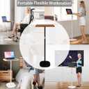Small Laptop Standing Desk, Adjustable Height Pedestal End Table with Wooden Top, Portable Tall Side Table Workstation, Sit-Stand Desks for Bedside,Sofa,Couch, Living Room, Bedroom, Home Office, Brown