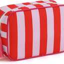 EMBRUNIOICE Makeup Bag Travel Cosmetic Bag Organizer Tassel Toiletry Bag Large Canvas Zipper Pouch Mahjong Tile Bag