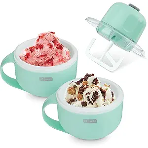Dash My Mug Ice Cream Maker - Makes Single Serving of Gelato, Frozen Yogurt, Sorbet & More - Easy to Clean & Use - Aqua, 2 Bowls