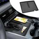 Front Center Console Organizer Compatible with Chevy 2025 2026 Suburban & 2025 2026 Tahoe Accessories - Front Console Storage Tray Dual-Layer Compartment Insert (Full Console w/Bucket Seats)