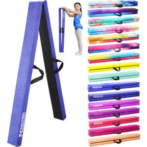FC FUNCHEER 8FT Folding Balance Beam -Gymnastics Floor Beam -Gymnastics Equipment for Kids,Wood core- Anti-Slip Bottom and Carrying Bag for Home