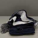 Nanspring Denim Blue Linen Curtains 96 Inches Long 2 Panels Set for Living Room Rod Pocket Back Tab Semi Sheer Light Filtering Protect Privacy Denim Blue Curtain for Bedroom Floor Length 52x96