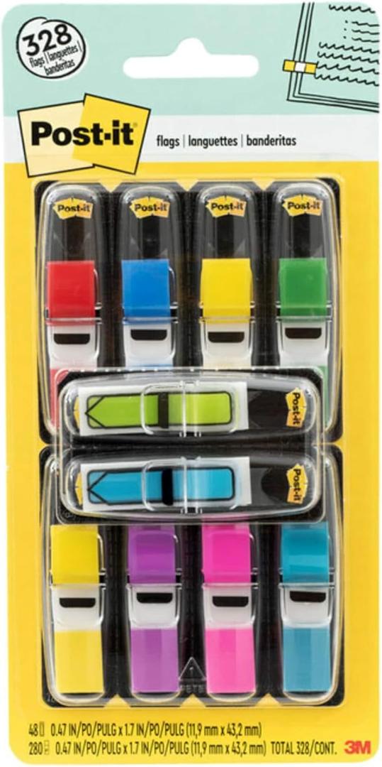 Post-it Flags Value Pack, 35/Dispenser, 8 Dispensers/Pack, .47 in Wide, Assorted Colors, Includes 48 Free Arrow Flags (683-VAD1)