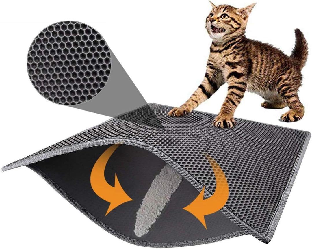 Pieviev Cat Litter Mat Double Layer Waterproof Urine Proof Trapping Mat 1 Pack (Gray, 30x24 Inch (Pack of 1)) (Gray)