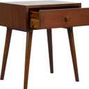 NTC Lux Solid Wood Nightstand with Drawer, Mid Century Modern Side Table Bedroom, Bedside Furniture, Night Stand, End Table, Easy Assembly - Dark Walnut