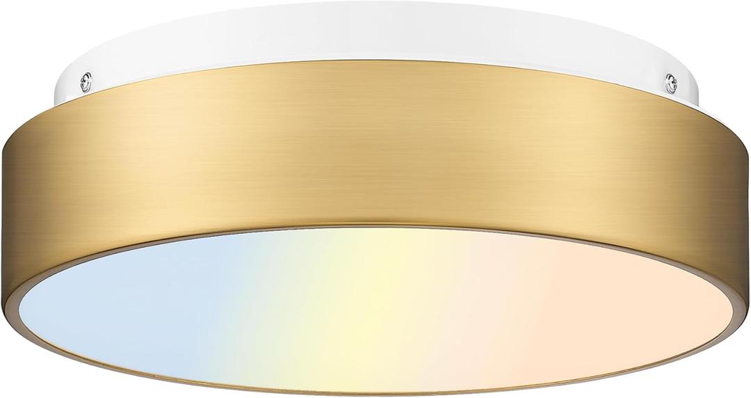 AUTELO LED Close to Ceiling Light Fixture 12" LED 18W Flush Mount Ceiling Light Fixtures with Frosted Glass Shade in Brass Finish for Kitchen LivingRoom Hallway Bedroom C3312 BRZ LED (Brushed Gold)