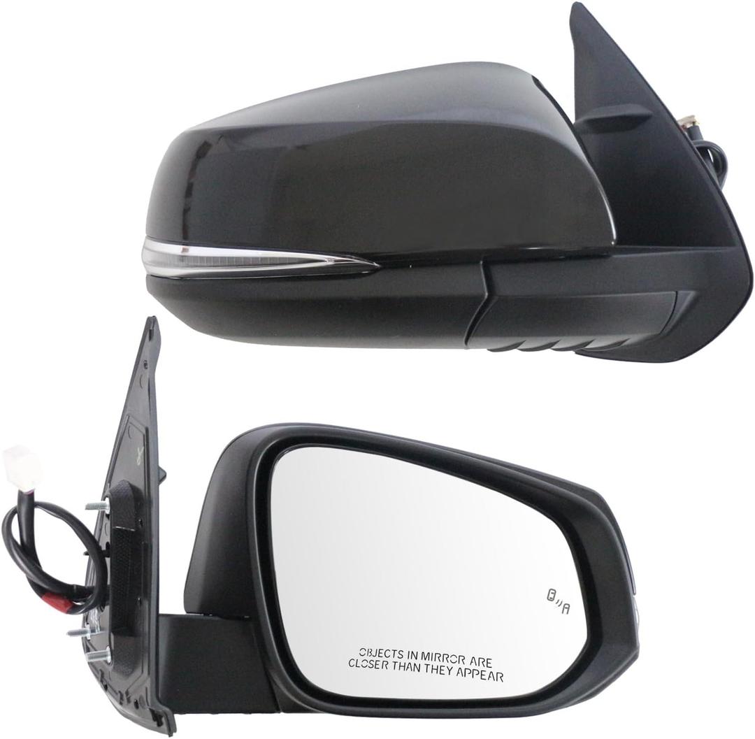 Right Passenger Side Mirror fit for Toyota Tacoma 2016-2022 2023 Rear View Door Mirror Black POWER|SIGNAL|HEAT|With Blind Spot Monitor(Partslink TO1321350)(8Pins)