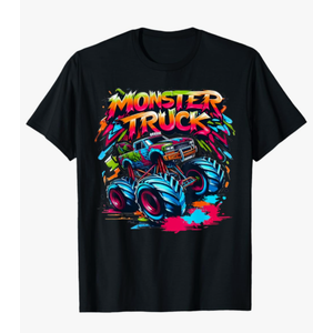 Monster Truck Retro Colorful Graffiti Toddlers Youth Adults T-Shirt.S