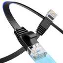 Cat 6 Flat Ethernet Cable 100 FT, UTP 10Gbps High-Speed Cat6 Ethernet Cable, Pure Copper Cat 6 Cable, Long Ethernet Cable for Home or Office Network Wiring, Black