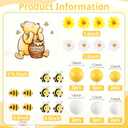 Winnie Bear Cake Topper 33Pcs Winnie Cake Decorations Pooh Bear Toppers Yellow White Balls Cupcake Picks with Little Figurine Bee Sunflowers Daisys for Oh Baby Birthday Baby Shower Party
