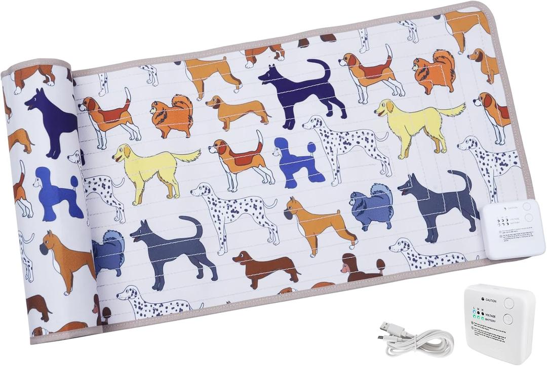 DOGNESS Rechargeable Pet Shock Mat, 59"x15" Safe Cat Scat Repellent Mat Electronic Training Pads Keep Dogs and Cats Off Couch, Bed, Indoor Cat Deterrent Mats (Dog Cartoon)