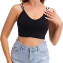 BQTQ 6 Pcs V Neck Bralettes for Women Padded Bralette with Straps Seamless Bra (L)