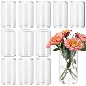 SUPMIND 12pcs Clear Cylinder Vases for Centerpieces, Glass Flower Vases for Wedding Decorations and Home Decor, 6 Inch Glass Hurricane Candle Holder for Table Shelf