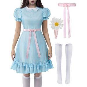 Spooktacular Creations Twin Costumes for Adults, Halloween Costume Women with Blue Puff Sleeve Dress and Accessories-L