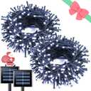 JMEXSUSS 2 Pack White Solar Christmas Lights, Total 200 LED 66 FT Solar String Lights Outdoor Waterproof, White Twinkle Light for Christmas Tree Outside Garden Yard Decor