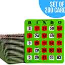 Regal Bingo Bulk Bingo Cards with Sliding Windows - Reusable Large Print Bingo Game Cards for Adults Large Group - 200 Pack, Green