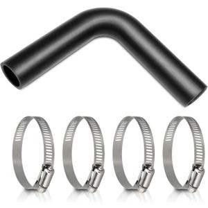 Gasoline Fuel Filler Neck Hose with 4 Hose Clamps,1 1/2 inches Inside Diameter Fuel Hose, Reinforced Gas tank filler hose (90 degree, 1 1/2" ID)