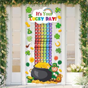 St. Patrick's Day Bulletin Board Decorations 3D Irish Door Decorations 3D Rainbow Lucky Shamrock Clover Paper Cutouts with Rainbow Papers for Green Irish March Holiday Classroom Home Door Wall Decor