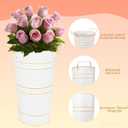 10" Tall Flower Buckets Metal Vase - Pack of 5 Rustic Farmhouse Centerpiece Vases for Table with Handles, Wedding Home Table Decor, Farmhouse White Flower Bar Bucket Holder