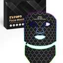 LED Red Light Photon Facial & Neck Mask with Remote Control, 7 Custom Modes with Infrared, Portable & Rechargeable with Timer for Home Use, 850nm Infrared & Red Light Masks, Black