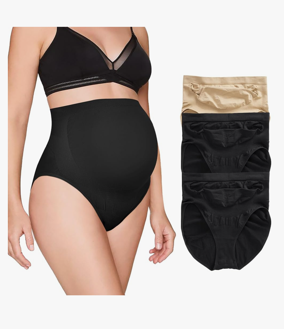 BRABIC Women’s Seamless Maternity Panties High Waisted Pregnancy Underwear Belly Support Briefs Over Bump 3 Pack XL