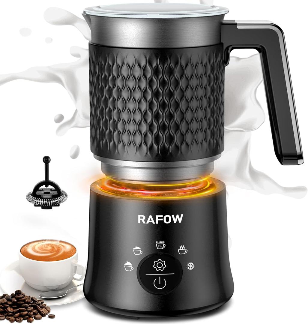 5 In 1 Milk Frother, Electric Milk Frother and Steamer 11.8oz Automatic Milk Steamer Hot & Cold Foam Maker, Milk Warmer Dishwasher Safe & Silent Working for Coffee, Latte, Cappuccino, Hot Chocolate (DarkBlack)