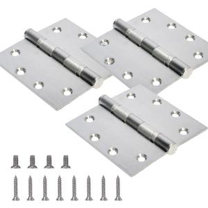 3-Pack Heavy Duty Commercial Door Hinge with Silent Steel Plain Bearing, 4.5 inch X 4.5 inch, Thickness 3 mm Stainless SteelSuper Bearing Capacity