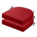 idee-home Outdoor Chair Cushions Set of 2, Thick 17" x 17" x 3" Patio Chair Cushions for Outdoor Furniture Waterproof with Ties, Outdoor Seat Cushion, Patio Chair Pads Dining Chair Red