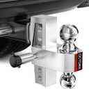 Adjustable Trailer Hitch (Fits 2-Inch Receiver) - Aluminum Tow Hitch with 6-Inch Drop/Rise for Truck (12,500 LBS GTW) - Double Anti-Theft Locking Hitch Pins (Silver)