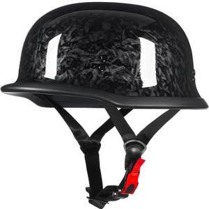 Half Motorcycle Helmets, German Style Open Face Retro Helmet Adult DOT Approved, Model-308 (Black)