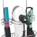 mDesign Over-Cabinet Hair Care Tools Holder for Hair Dryer, Flat Iron, Curling Wand, Straightener - Chrome