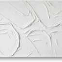 GeekMacro Abstract Textured Wall Art Hand Painted White Canvas Modern Oil Painting 58x29 Contemporary Minimalist Large Artwork Horizontal/Vertical Wall Decor