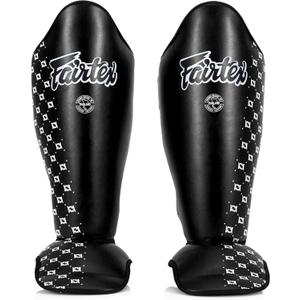 Fairtex SP5 Muay Thai Shin Guards for Men, Women, Kids | Shinguards are Premium, Lightweight & Durable | Extended Protection to Avoid shin splints During Training or Sparring (Black)